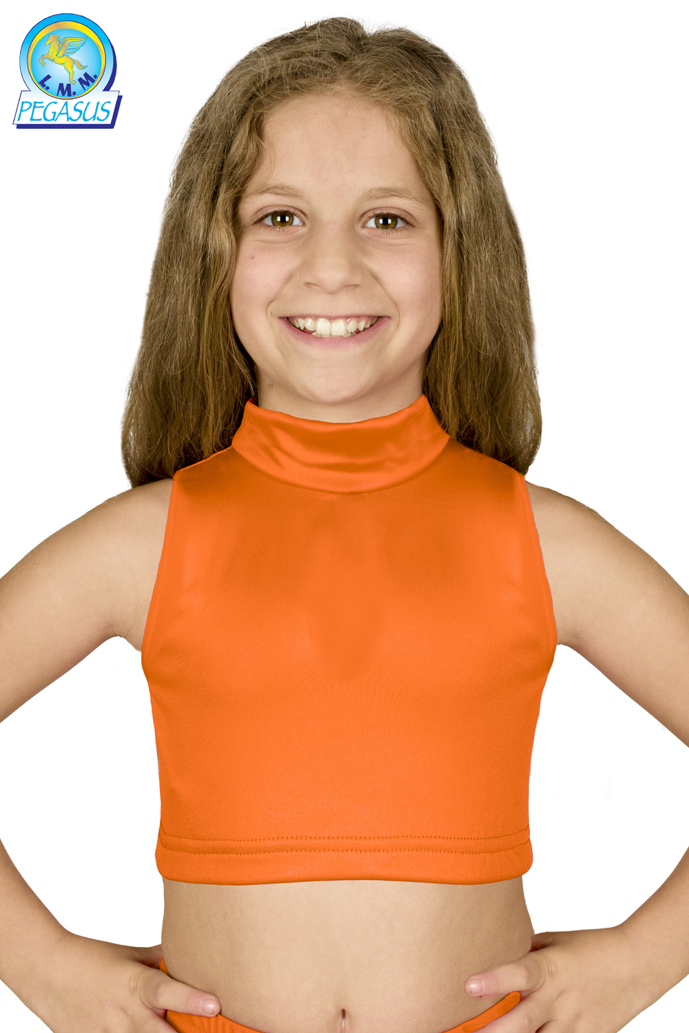 TOP LYCRA SCOLLO AMERICANO ARANCIONE DANZA BAMBINA